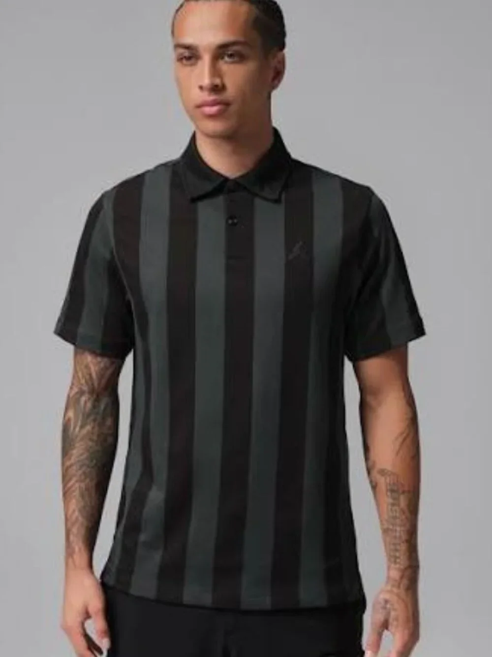 Jordan Men’s Black Gray Striped Golf Polo Shirt M NWT